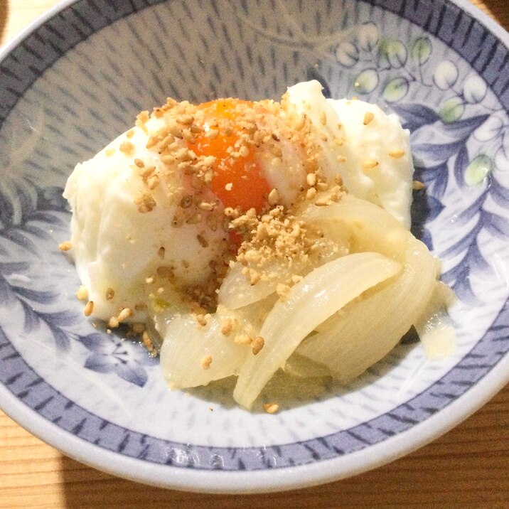 温泉卵と玉ねぎの味噌煮♪(୨୧ᵕ̤ᴗᵕ̤)